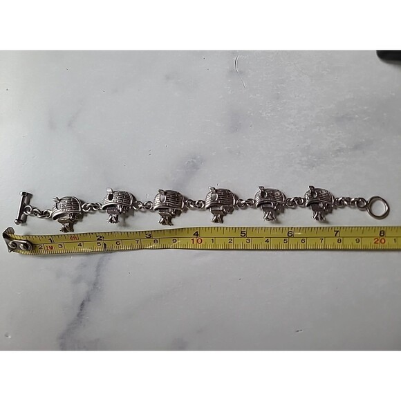 925 Sterling Silver Noah's Ark Toggle Closure Bracelet Vintage - Picture 9 of 10